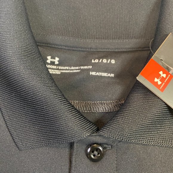 Under Armour Black Golf Polo Heat Gear Coca Cola Orange Vanilla NWT Large L - Picture 5 of 6